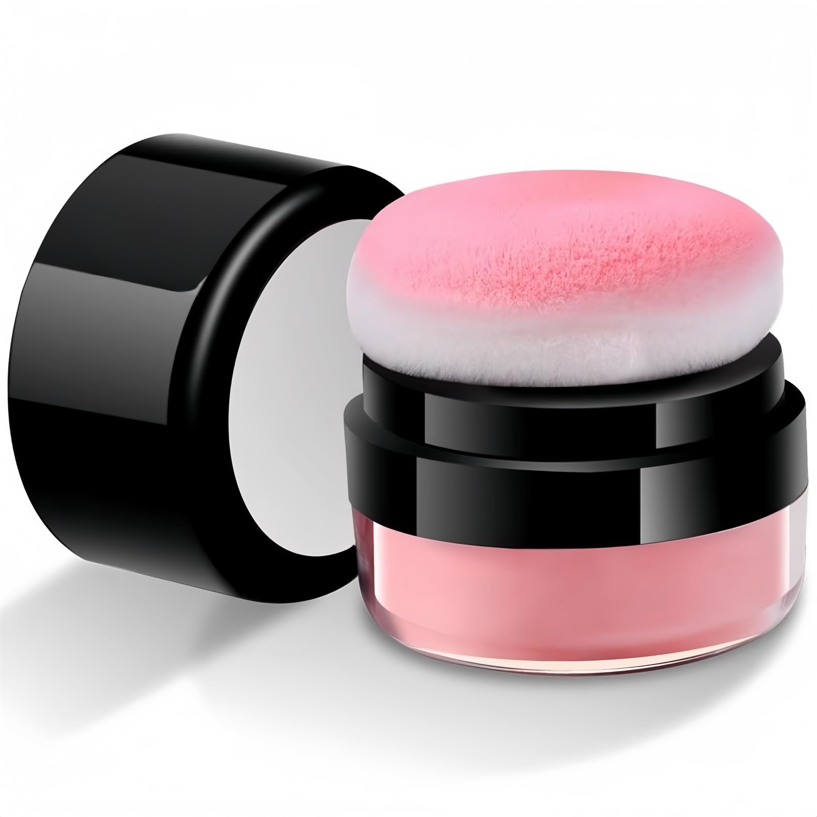 SUIKONE チーク ポンポンミネラルチーク パフ付き ハイグロス コンター フェイス ブラッシュ クッション ソフト 高発色 軽量感 通気性 ナチュラル コスメ (1, 01#コーラルピンク, ‎4.7 x 4.7 x 5 cm)