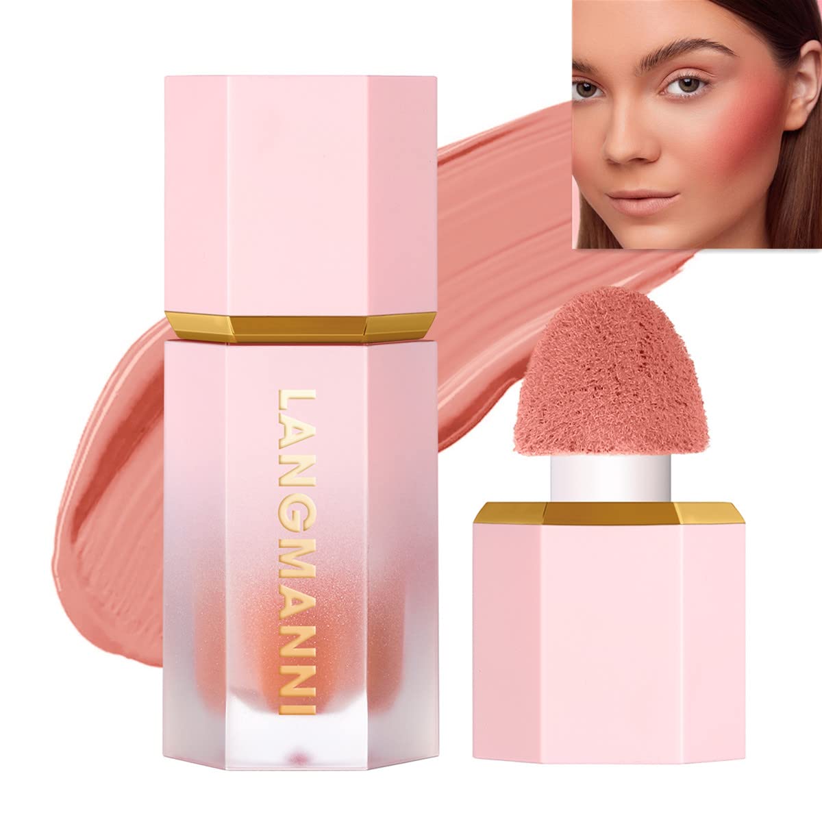 MOPQAWRV チークジェル クリーム リキッド チークメイク、ソフトな軽量感、通気性、ロングウェア、スマッジプルーフ、ナチュラルルック、スキンティントチークメイクアップ (#105 HUSH HUSH)